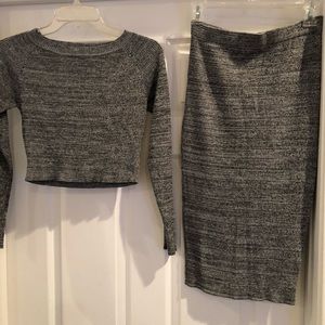 Two Piece Skirt Set, Crop Top and Midi Skirt